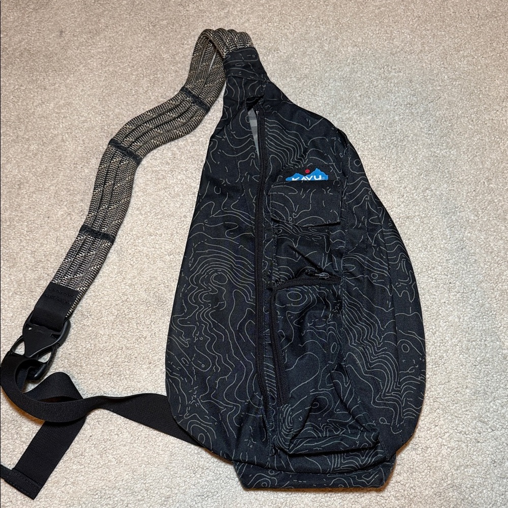 Kavu Black Topographic Sling Bag